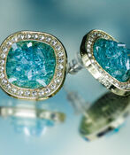Crushed Gemstone Stud Earrings, Turquoise, original image number 0